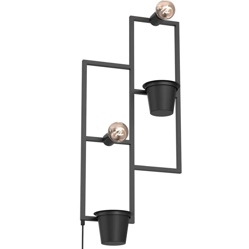 Applique industrielle noire 2 fleurs Luminex 2xE27 15W luminaire rétro