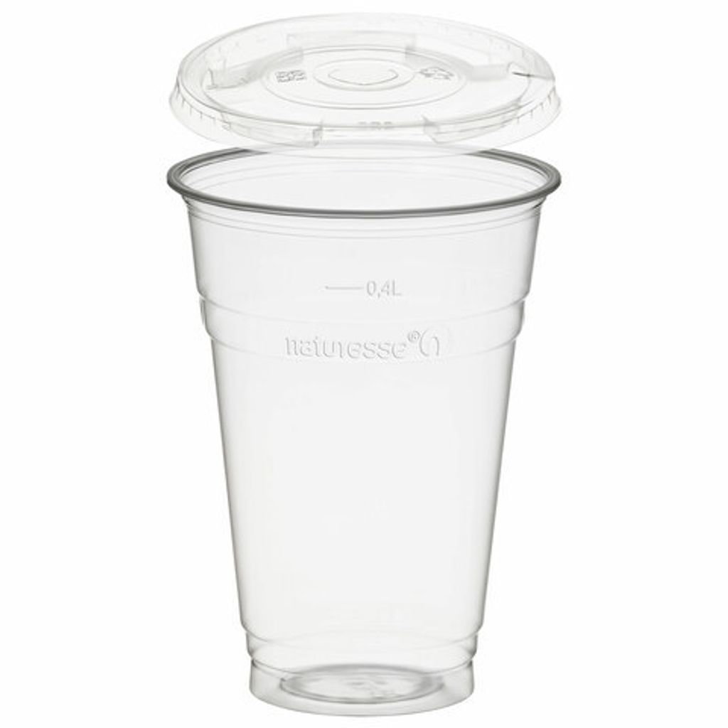 50x  Trinkbecher 400ml + Deckel mit Halmstanzung aus Produktbild 