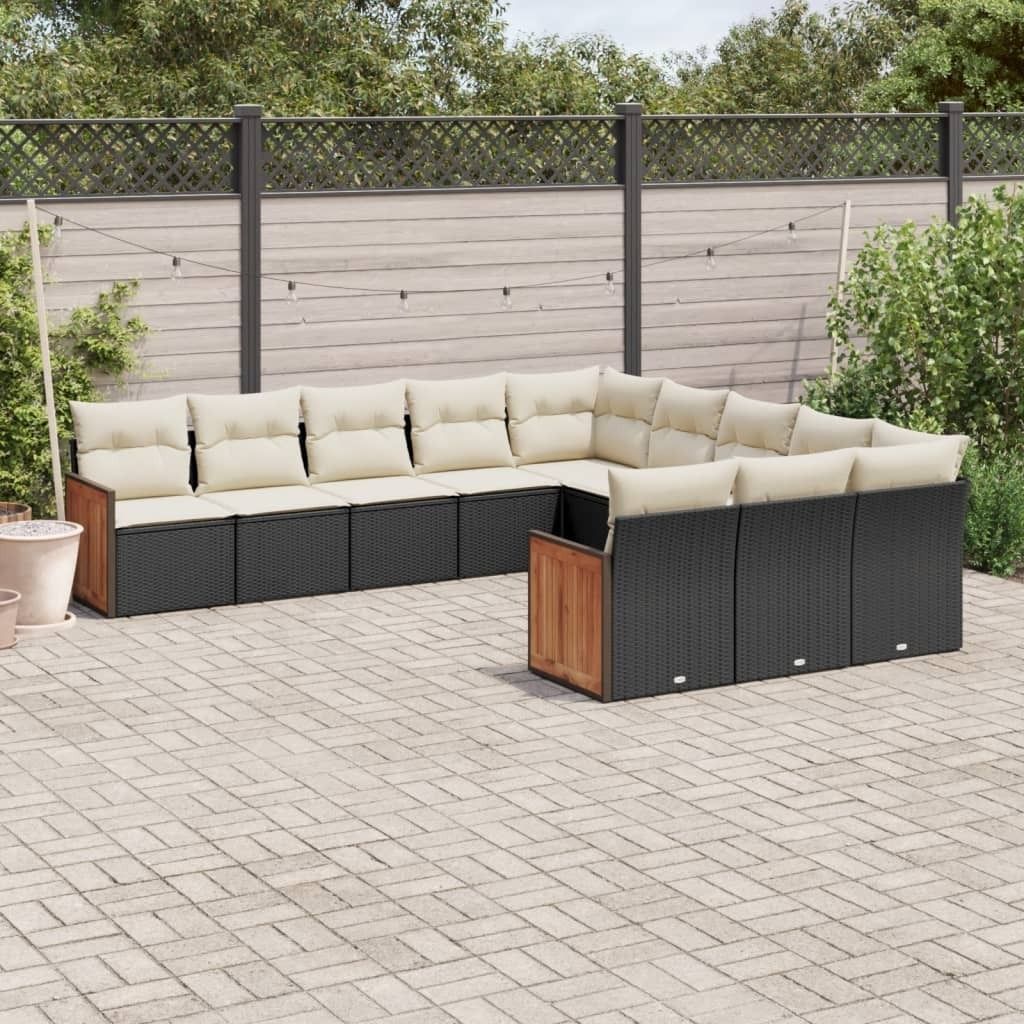 Maison Exclusive - 11-tlg. Garten-Sofagarnitur mit Kissen Schwarz Poly Rattan