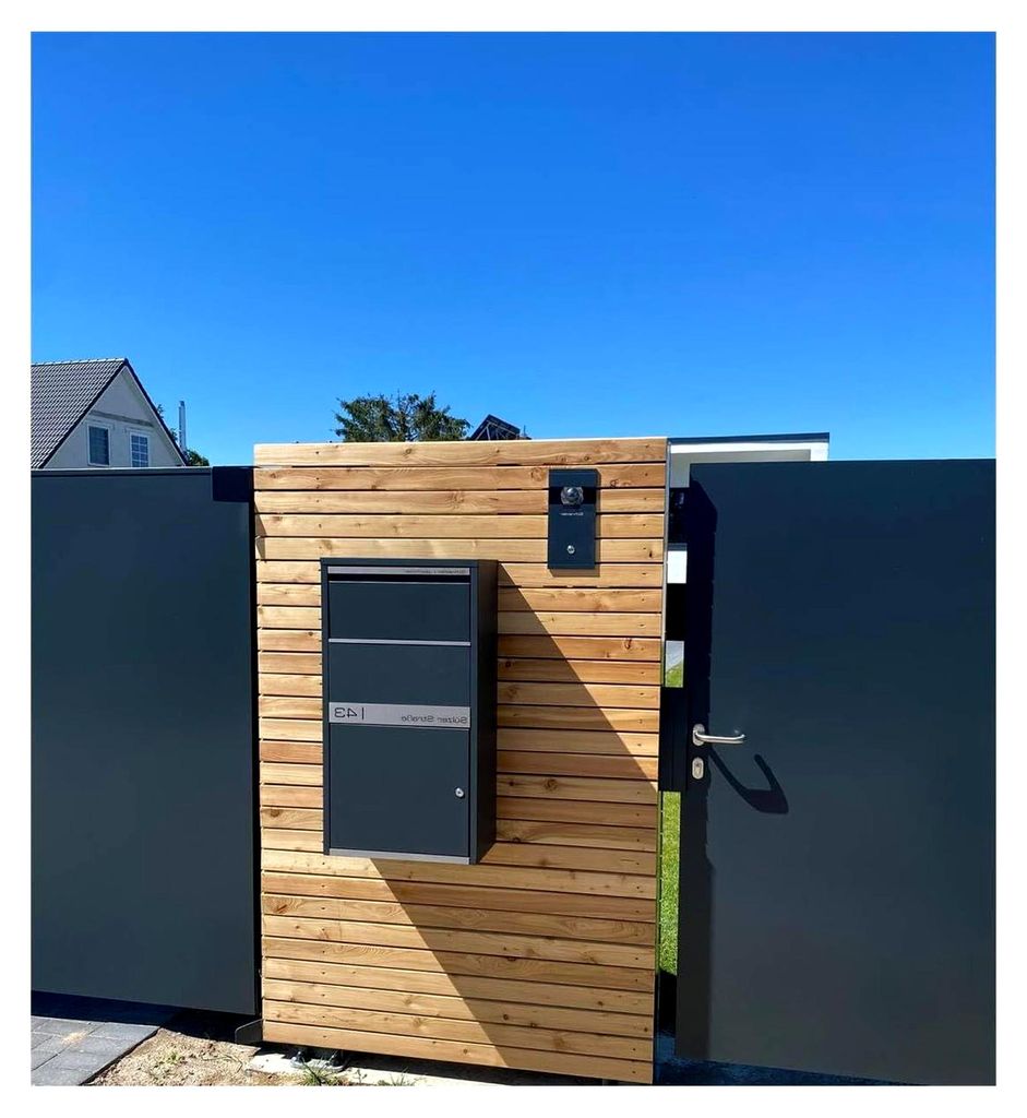 Paketbox Avalon 1 Anthrazit, rostfreier und massiver Stahlbriefkasten mit Gravurplatte, kontaktlosem Klappensystem, wetterfester XXL Paketkasten 44...