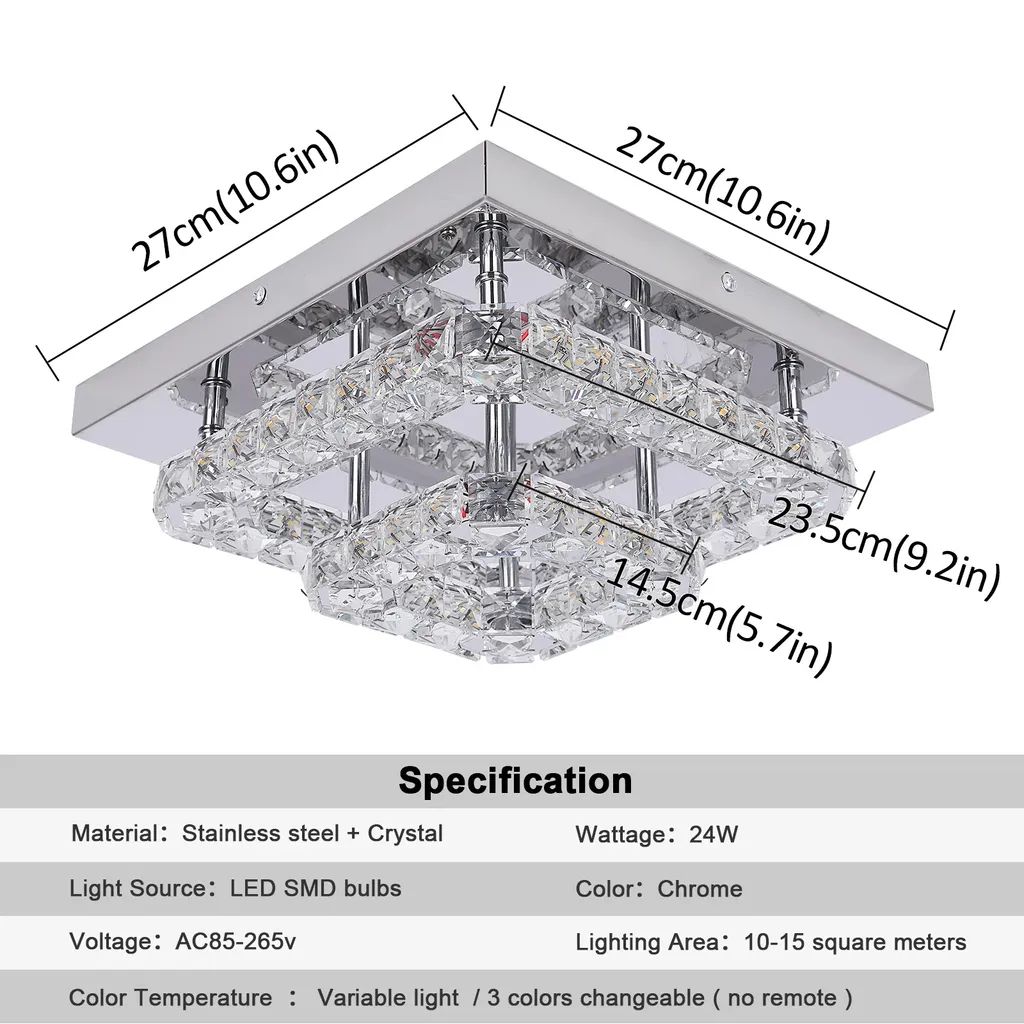 Lustre LED Cristal Modifiable au Design Carré Moderne - Modèle 3mf2 - 2