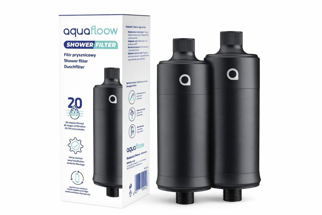 AquaFloow Duschfilter Schwarz Matt – 20-Stufen Filtration, Produktbild 