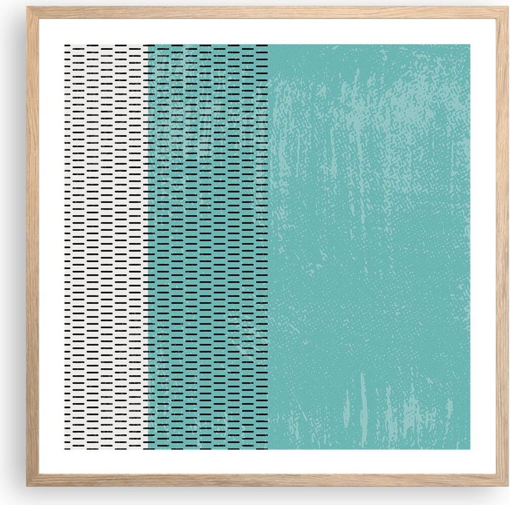 Gerahmtes Poster - Rahmen in heller Eiche - Abstraktion Modern Striche - 60x60 cm - Wand Bild - Wanddeko - Wandbilder - Kunstposter - Wandposter - ...