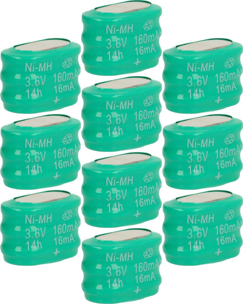 vhbw 10x NiMH Ersatz Knopfzellen-Akku (150 mAh, 3,6 V, NiMH)