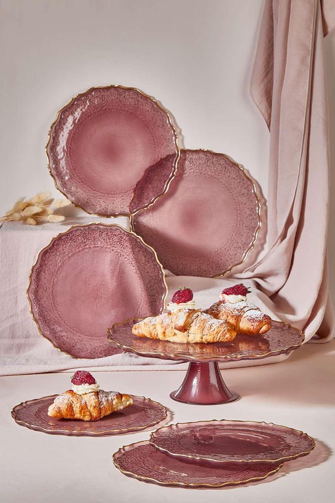 Hermia Concept, Goblen - Damson, Dessertteller-Set (7-teilig), Zwetschge, Glas, 21 x 21 cm