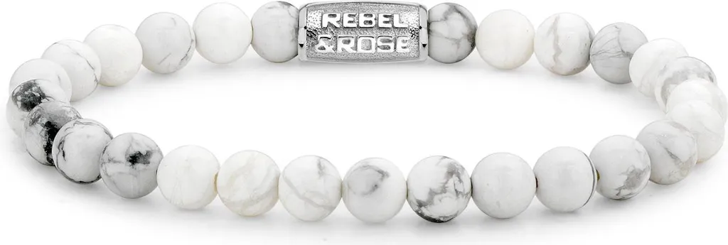 Bracciale Pietre Dure Rebel & Rose RR-60016-S-S Bianco 6mm - Design Olandese