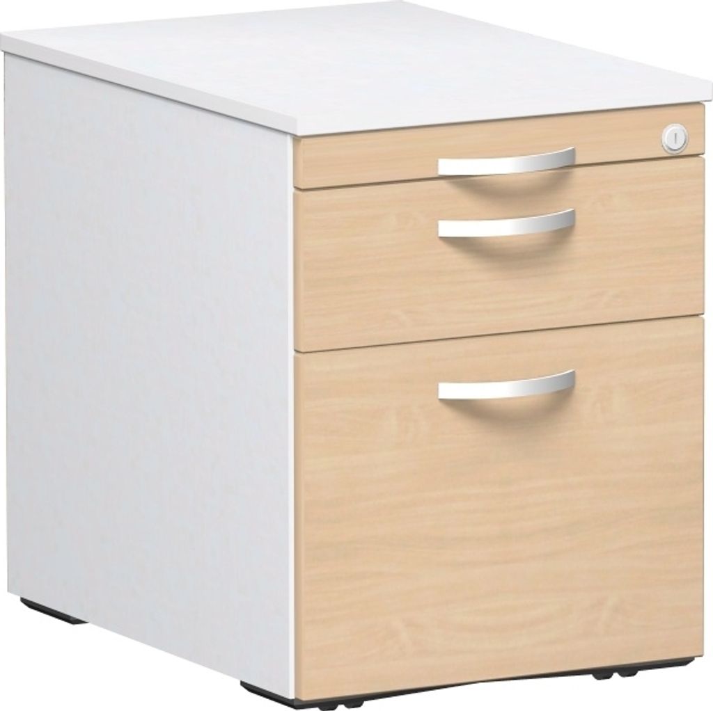 Geramöbel Rollcontainer Hängeregistratur und 1 Kunststoff-Schubfach, mit Utensilienschubfach, Metall-Rollschubführung, Zentralverriegelung, verd...