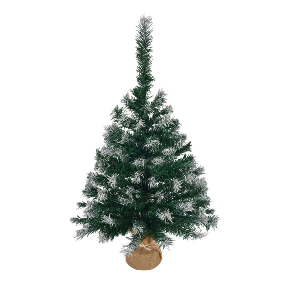 Weihnachtsbaum mit Ornamenten und Stoffbeutel Basis Mini künstlichen Weihnachten Tannenbaum für Tisch Schreibtisch 24 in Grün