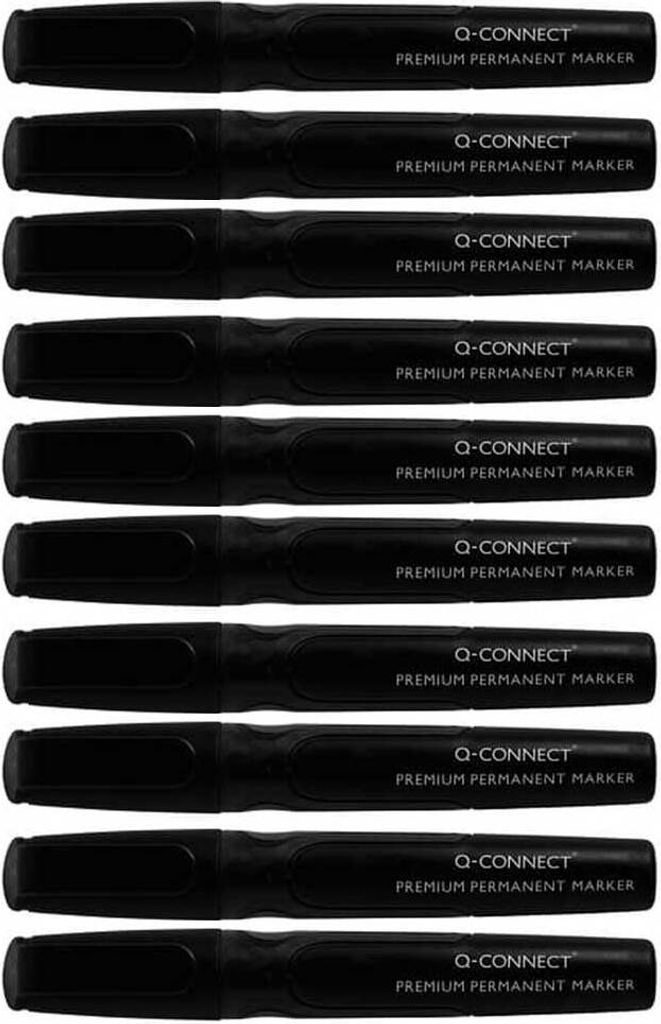 Permanent-Marker Q-Connect KF11167, Premium, Rundspitze, 3 mm, schwarz, 10 Stück