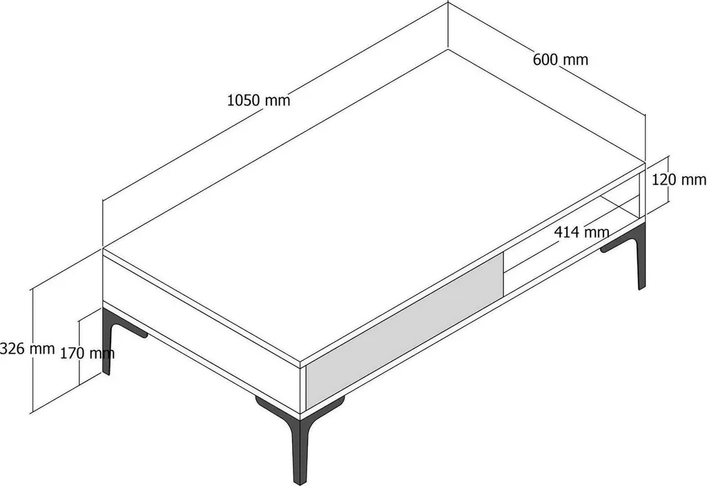 Table Basse Gru Effet Noyer 105 cm avec Compartiment de Rangement Bas - 3