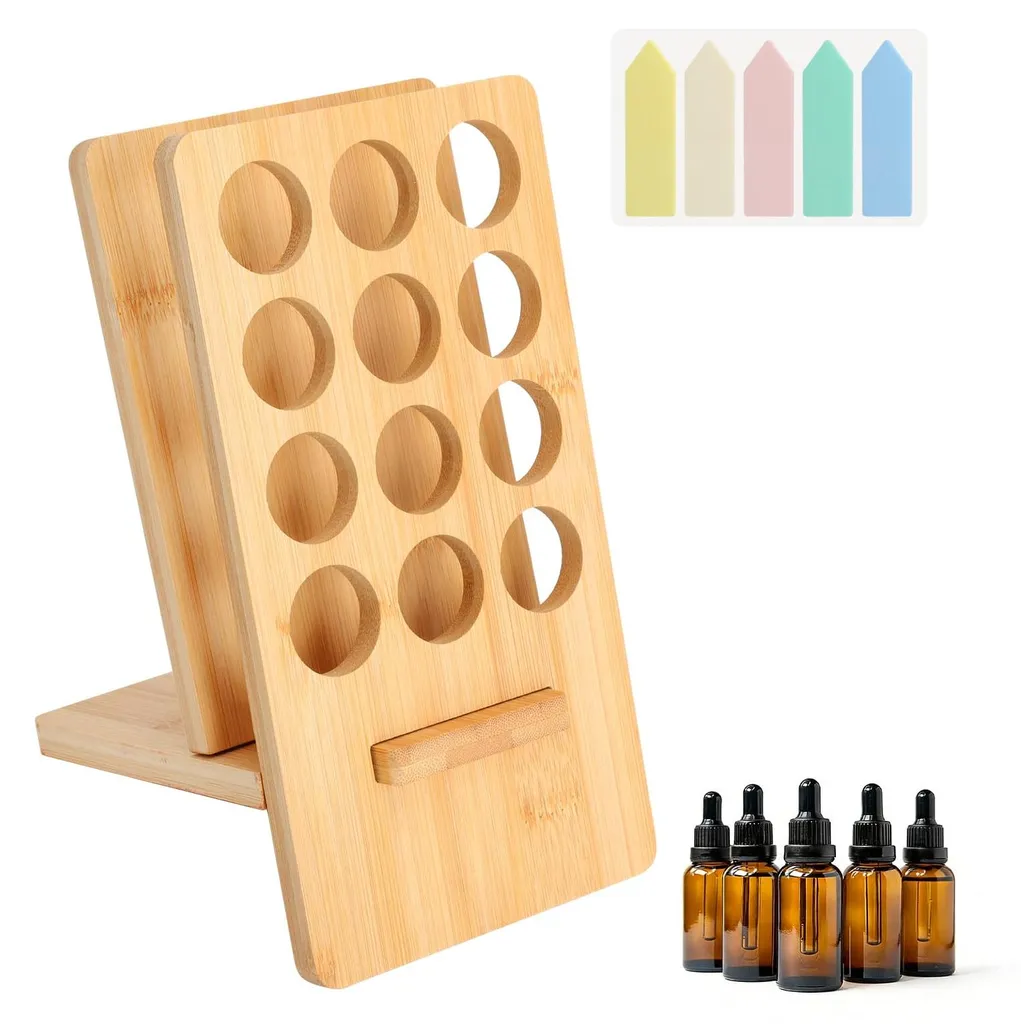 Rangement huiles essentielles pour salon de massage et spa - 12 bois