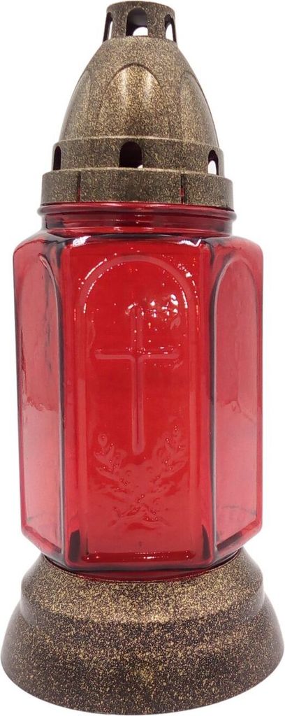 BURI Glas-Grablicht 24cm Grabkerze Tagebrenner Gedenkkerze Grabschmuck Ruhestätte