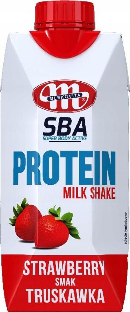 Mlekovita Napój proteinowy o smaku truskawkowym UHT 350g Zdjęcie produktu 
