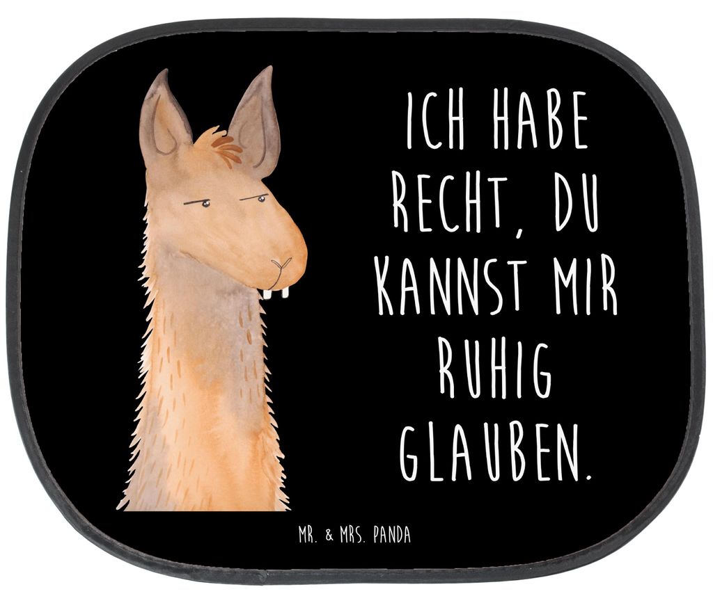 Mr. & Mrs. Panda Sonnenschutz Auto Lamakopf Genervt - Schwarz - Geschenk, Büro, Partnerin, Freundin, Sonnenblende, Chefin, Lamas, Fürs, seitensch...