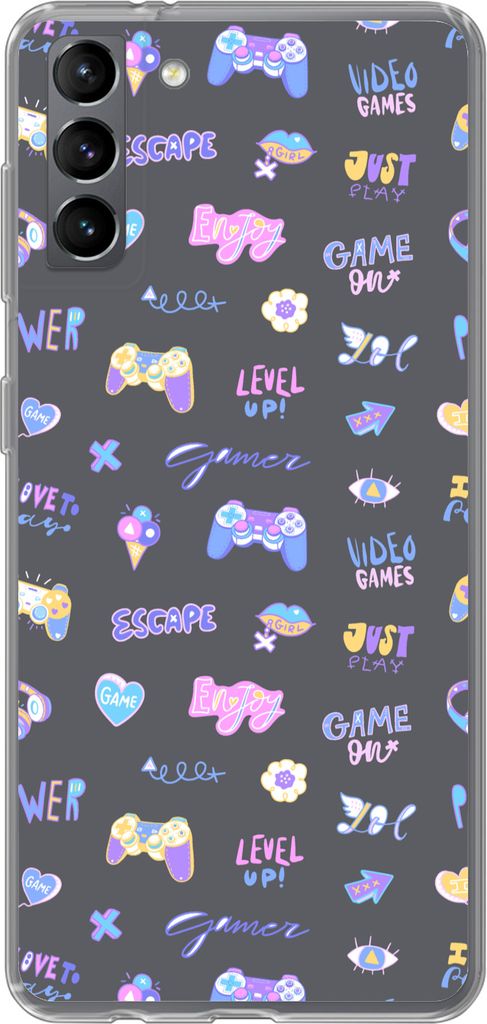 MuchoWow Handyhülle Schutzhülle Hülle für Telefoonhoesje Samsung Galaxy S21 Plus Mädchen - Spiele - Konsole - Muster - Mädchen - Kinder - K...