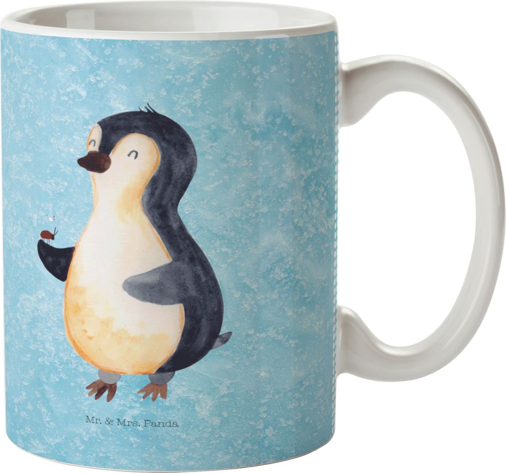 Mr. & Mrs. Panda Pott Pinguin Marienkäfer - Eisblau - Geschenk, Kinderbecher, Haferl, Aufmerksam, Mehrwegbecher, Kleine Wunder, Kindertasse, Glüc...