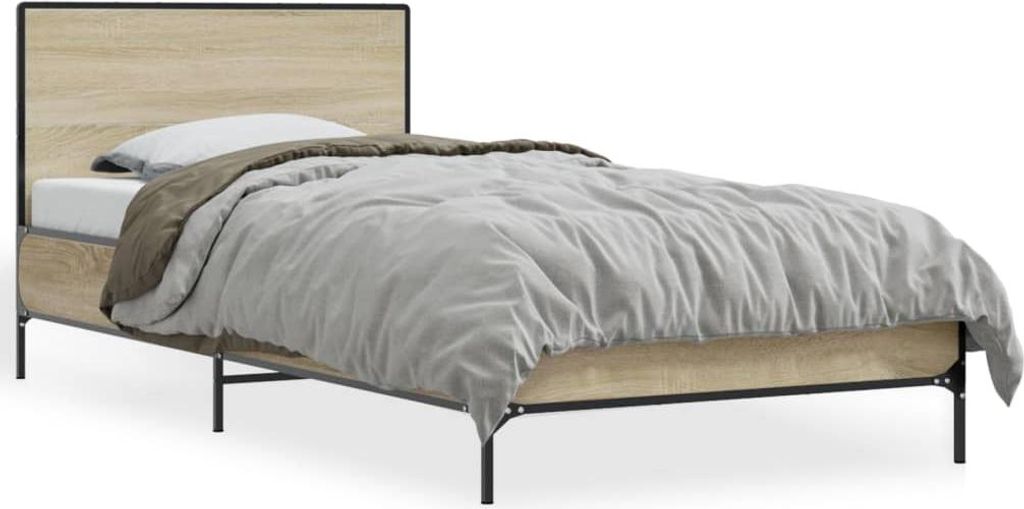 vidaXL Struttura letto rovere Sonoma 100x200 cm in legno e Immagine del prodotto 