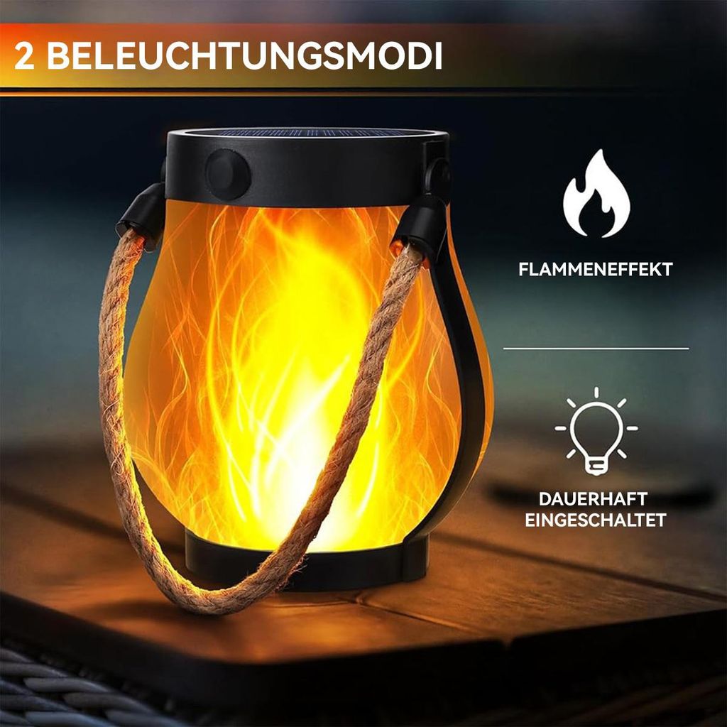 Gartenlicht, Solar Gartenlaterne mit Flammeneffekt, 22