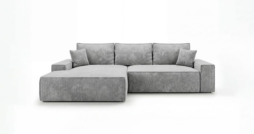CORNERO Ecksofa mit schlaffunktion VERONA links grau Cord Poso 55 - Schlaffunktion, Bettkasten