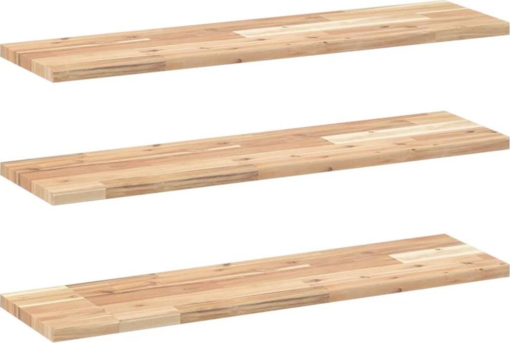 vidaXL Schweberegale 3 Stk. 100x20x2 cm Massivholz Akazie Unbehandelt