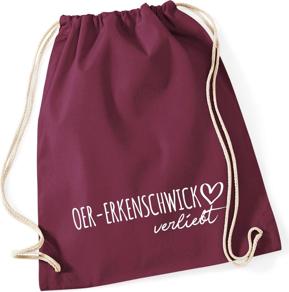 Huuraa Turnbeutel Oer-Erkenschwick verliebt 12 Liter Burgundy Baumwolle Rucksack Geschenkidee