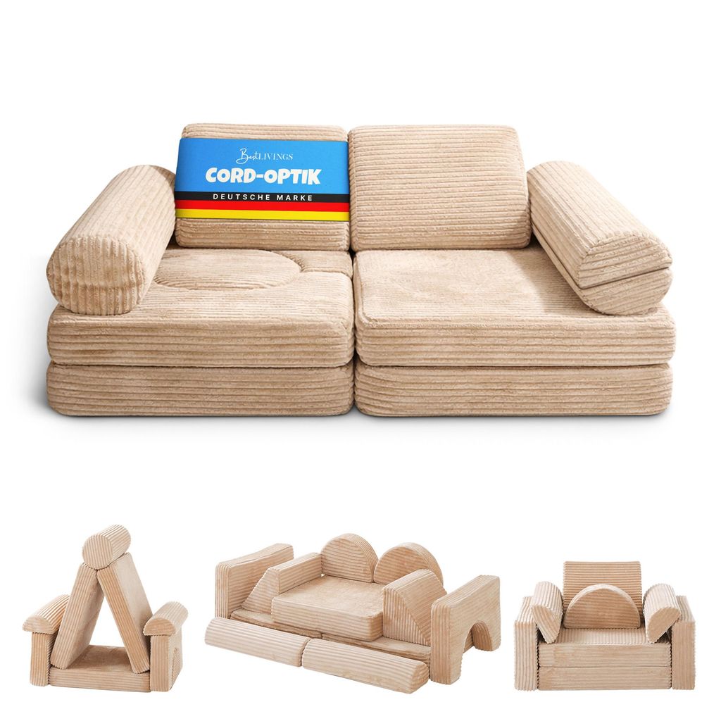Spielsofa Kinder 11 tlg. modular – Kindersofa in Flanell Produktbild 