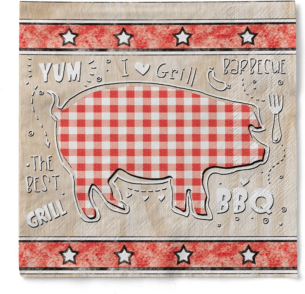 Sovie HOME Serviette BBQ-Grillfest in Rot-Beige aus Tissue Produktbild 