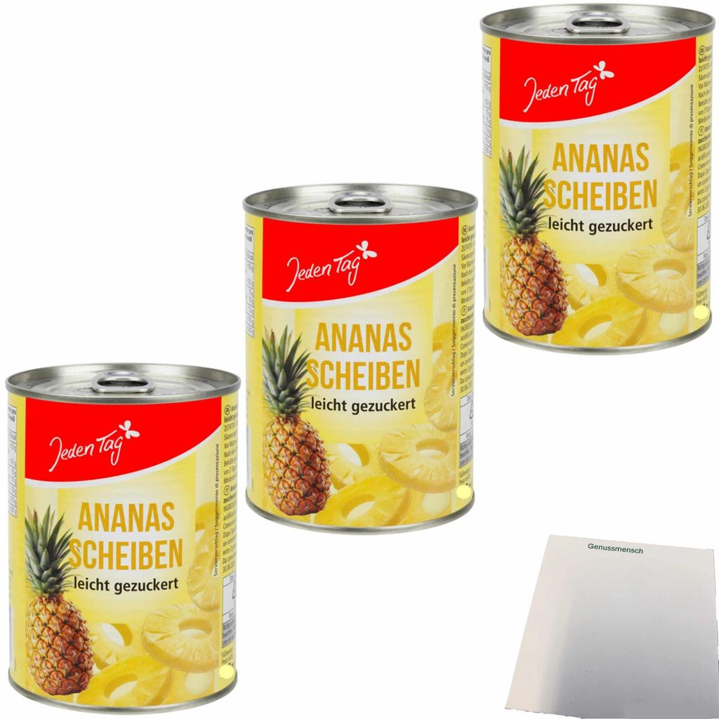 Jeden Tag Ananas Scheiben leicht gezuckert 3er Pack Produktbild 