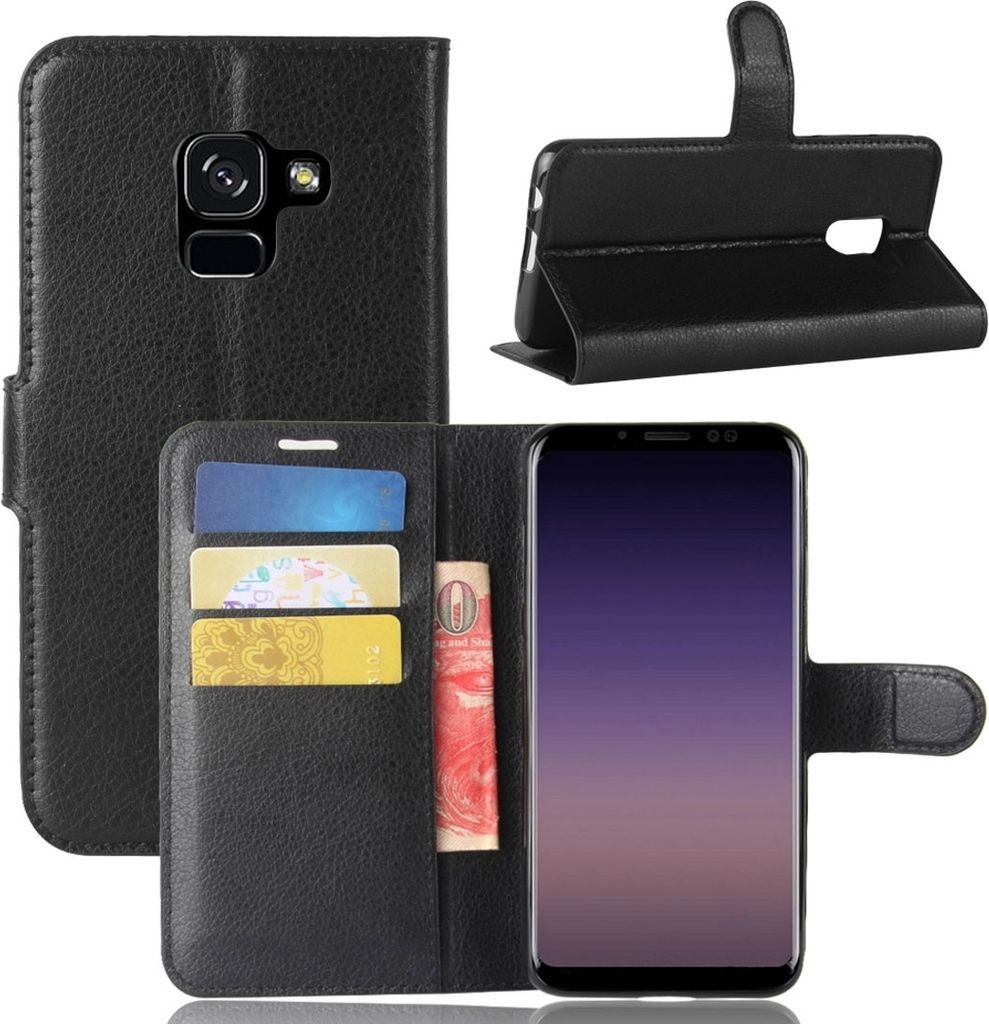 Mobigear Classic Samsung Galaxy A8 (2018) Hülle Klapphülle Geldbörse - Schwarz