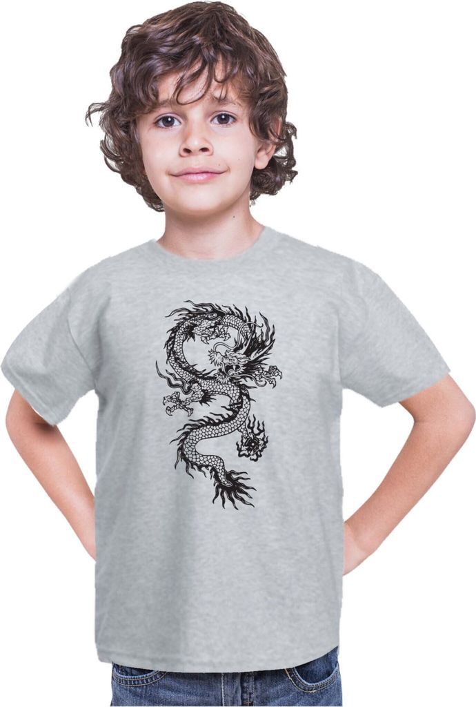 Kinder T-Shirt Dragon Anime Manga Ball Z Shenron 04, 9-11 Jahr - 140 / Grau