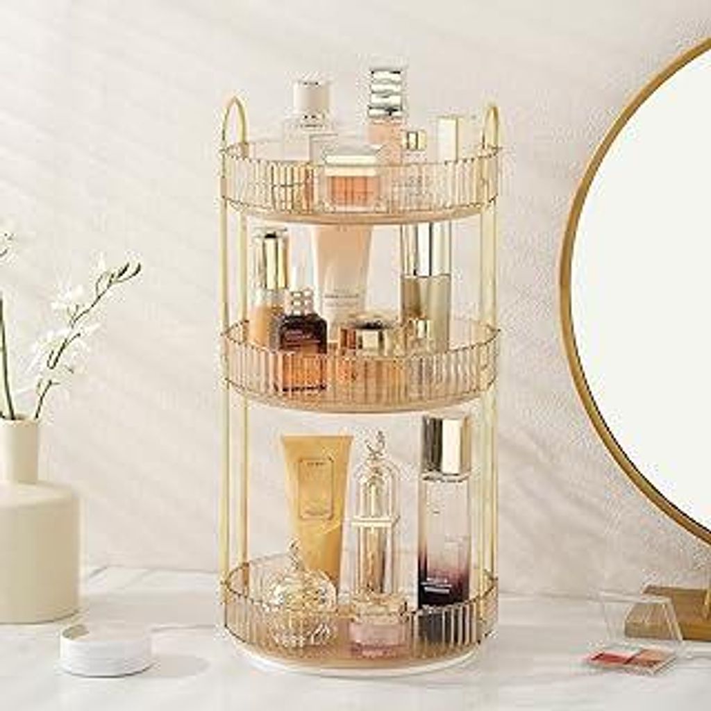 ROWNYEON 360° Drehbarer Kosmetik Organizer Mit 3 Lagen für Make-Up, Skincare und Parfüm - Bad Aufbewahrung für Badezimmer, Schminktisch, Kosmet...