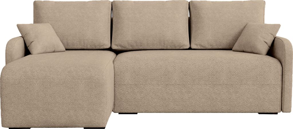 BroMARKT Ecksofa mit Schlaffunktion Malen Beige Bouclé Links