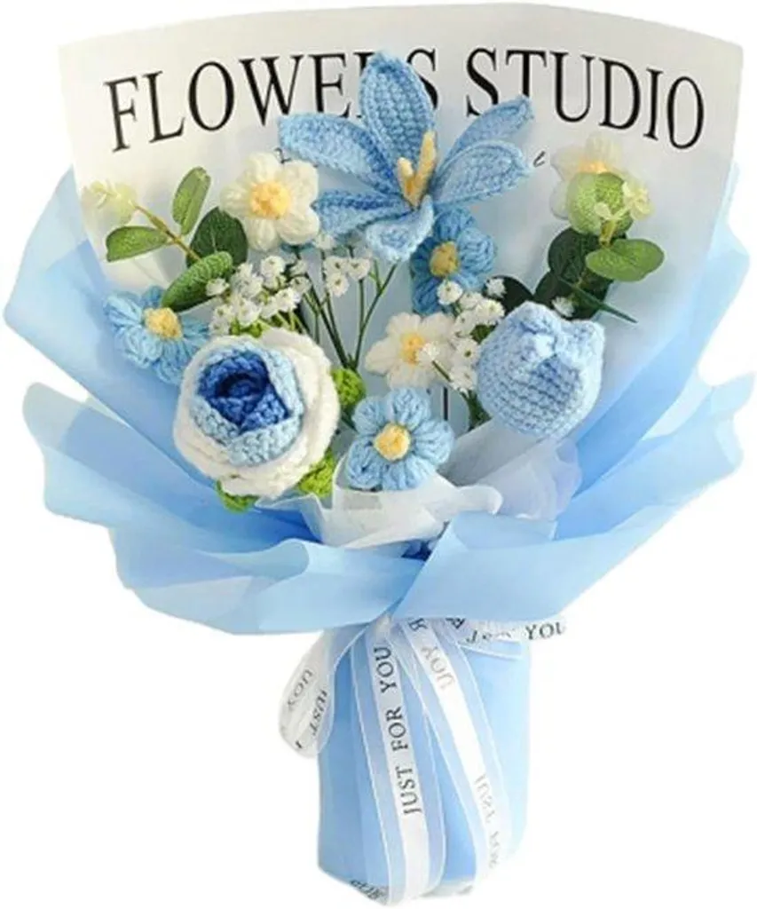 Bouquet artisanal fleurs tressées tulipes roses et tournesols DIY