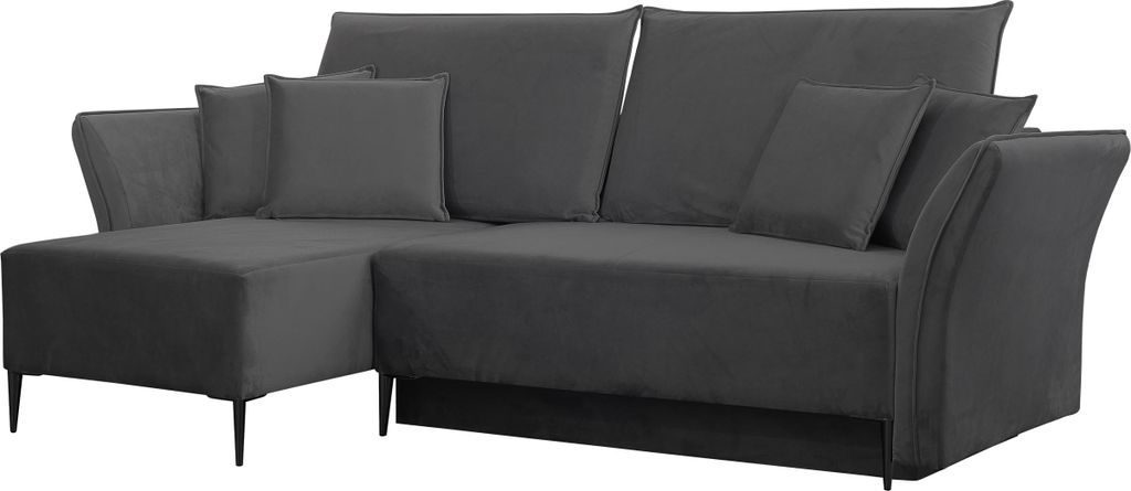 MIRJAN24 Ecksofa Bregi, Stilvoll Wohnzimmer Eckcouch mit Bettkasten und Schlaffunktion (Farbe: Tiffany 19, Füße: Schwarz)