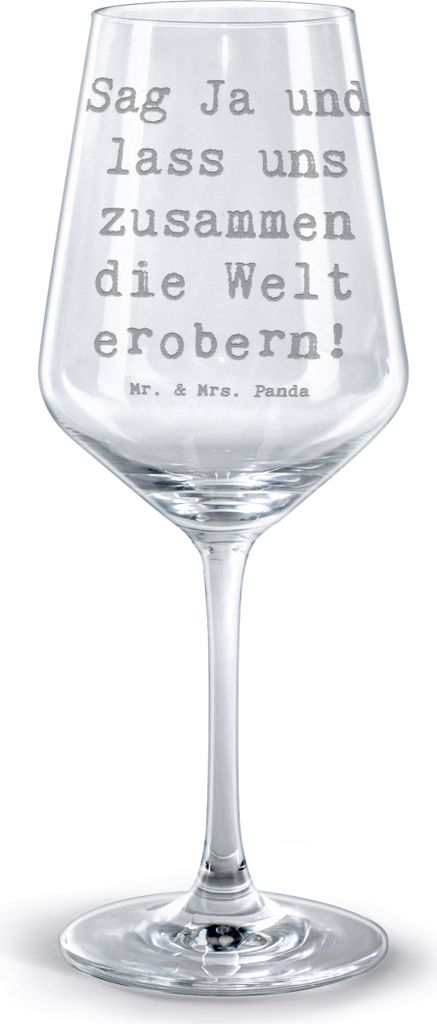 Mr. & Mrs. Panda glas für rotwein Spruch Heiratsantrag Abenteuer - Transparent - Geschenk, weinglas graviert, Geschenke, Liebesspruch, zusammen di...