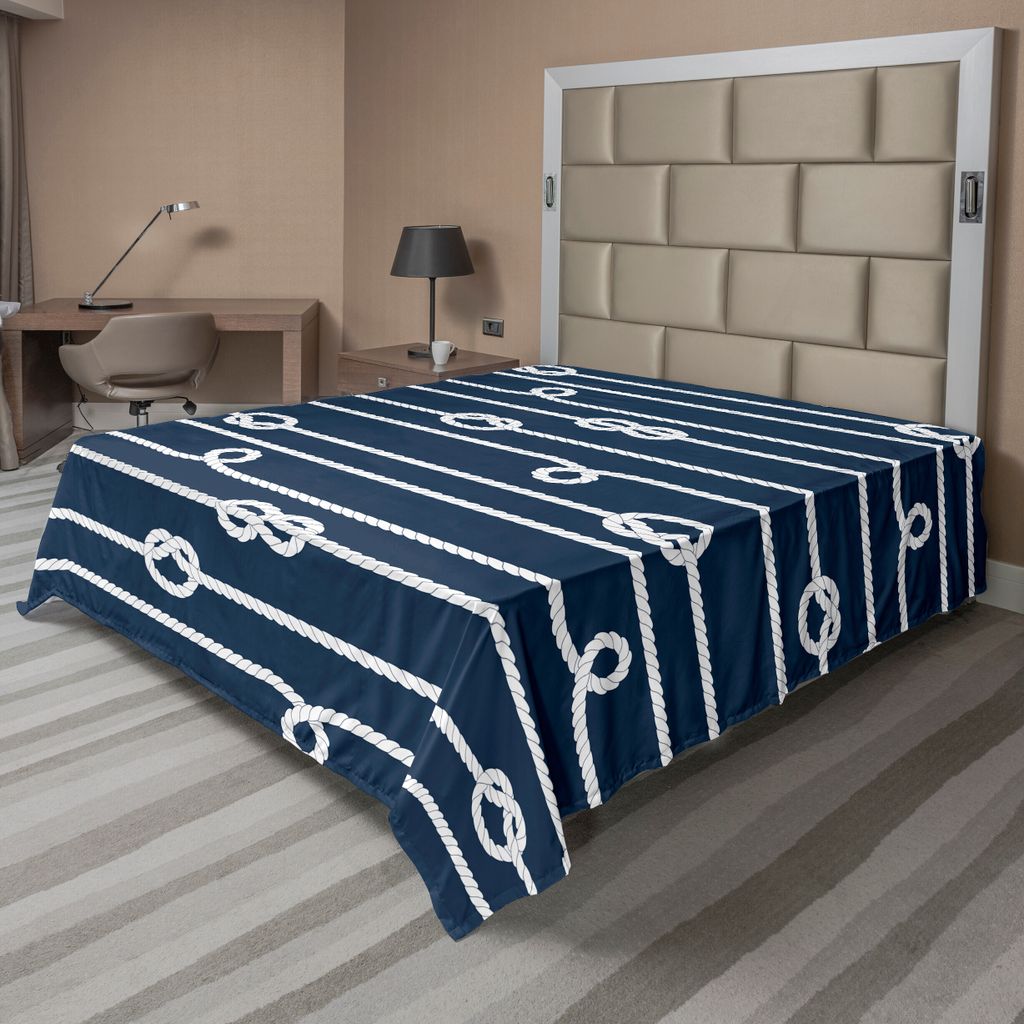 ABAKUHAUS Navy blau Bettlaken, Horizontale Marine Knoten Seile Stellen Bowline Seemann Segeln Thema Zurück, weiches bequemes oberes Bettlaken für...