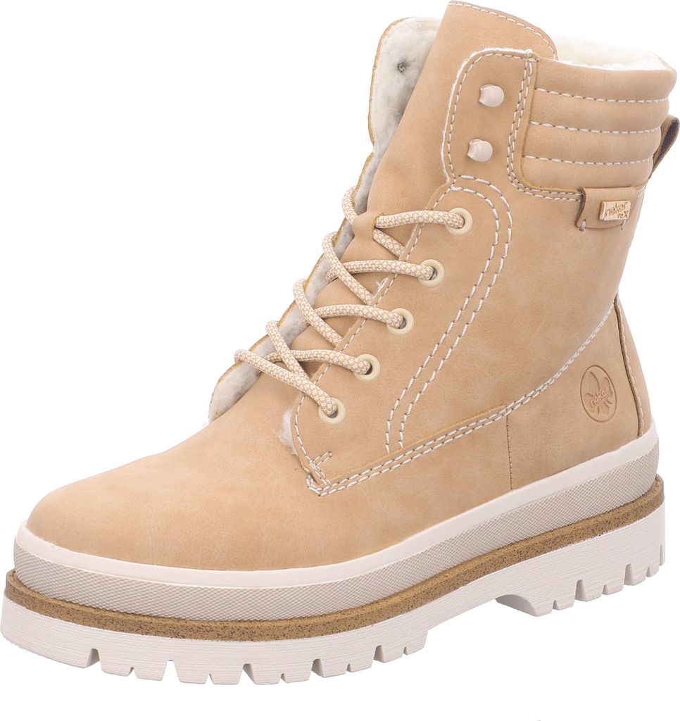 A single beige boot is shown against a white background.