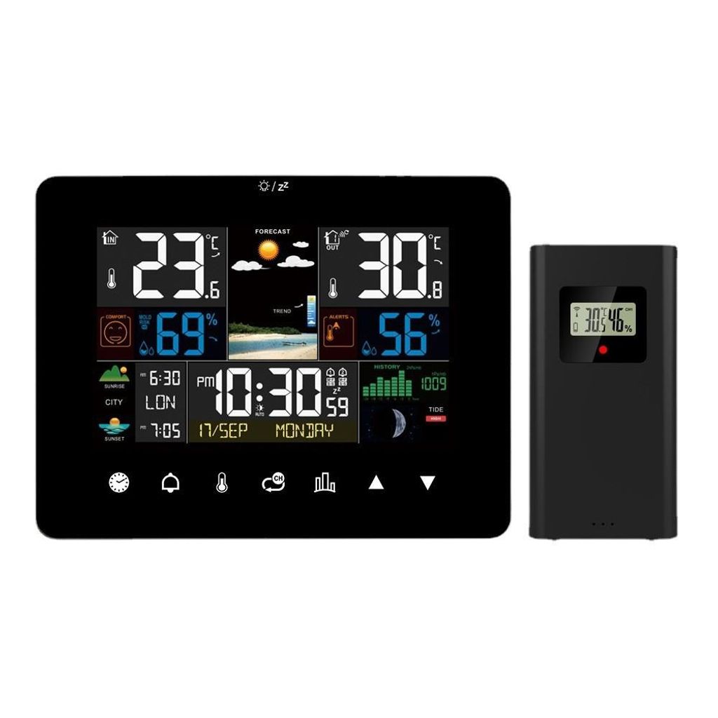 LCD Funk-Wetterstation mit Außensenor, Großes Touchscreen Produktbild 