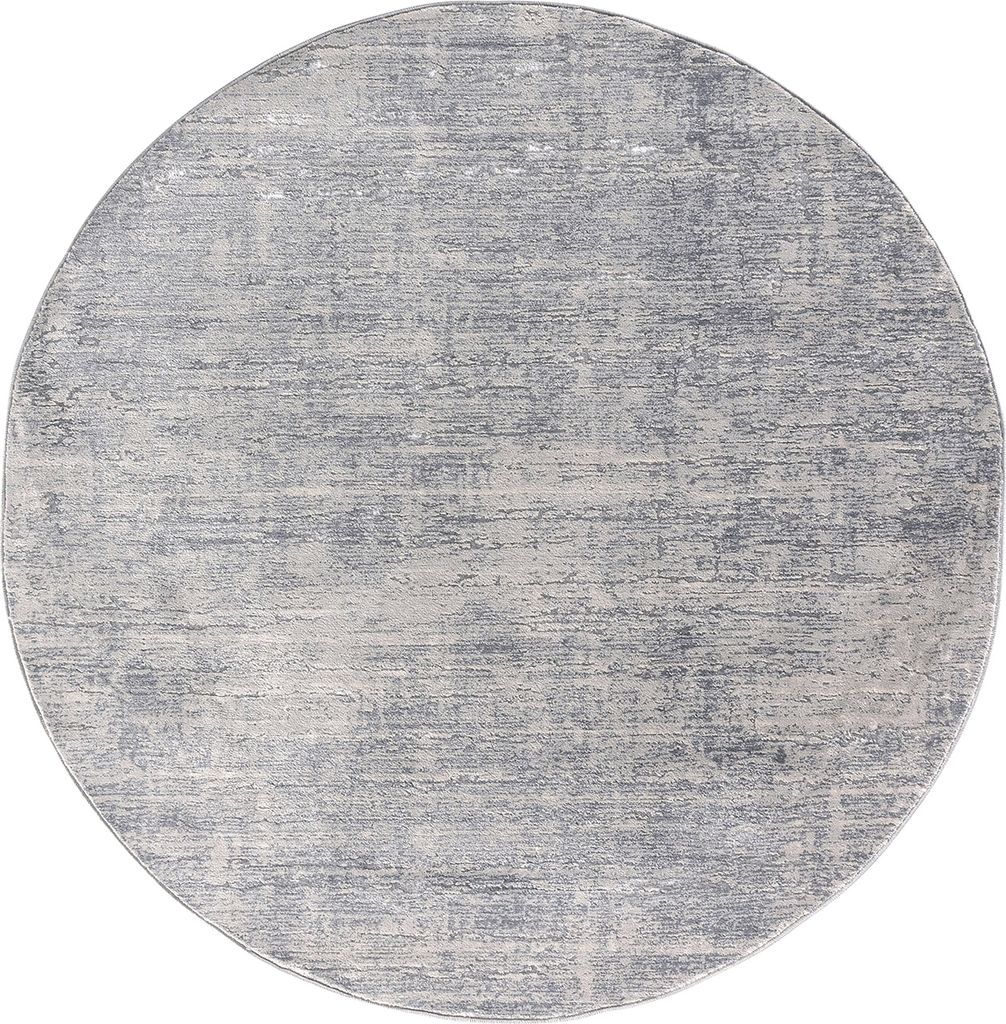 Rund Kurzflor Teppich Wohnzimmer Silber 195 cm, Moderner Super Soft Kurzflor Teppich