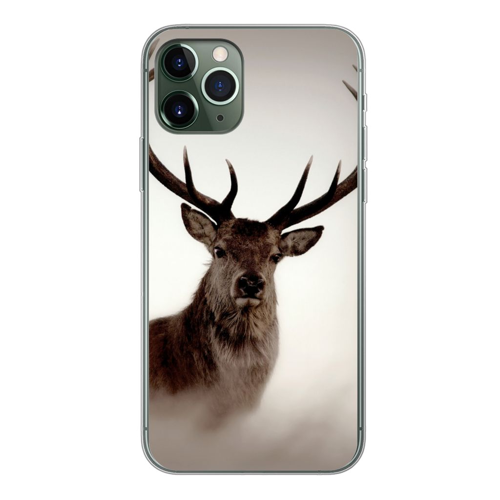 MuchoWow Handyhülle Schutzhülle Hülle für iPhone 11 Pro Porträt - Hirsch - Geweih Silikon Softcase Handy Hülle - Handy