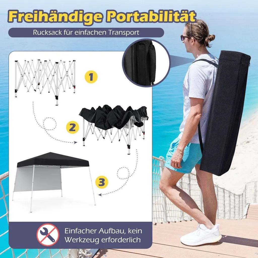 Tonnelle pliante 3x3m imperméable noire pour jardin et terrasse chic