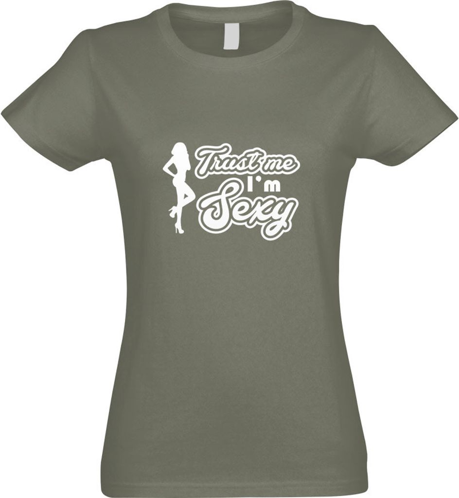 Kiwistar - T-Shirt tailliert - Damen - Olive - Trust me, im y Gogo Girl - mit Motiv Bedruckt - Funshirt Design - Sport - Freizeit - Damen - L