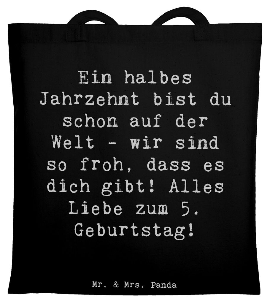 Mr. & Mrs. Panda Beutel Spruch 5. Geburtstag Freude - Schwarz - Geschenk, Schultasche, Geburtstagswünsche, Kindergeburtstag, Happy Birthday, Gebur...