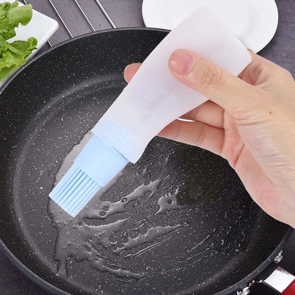 2Pcs Haushalt Grill Silikonöl Flasche mit Pinsel Küche Backen Barbecue ToolBlue