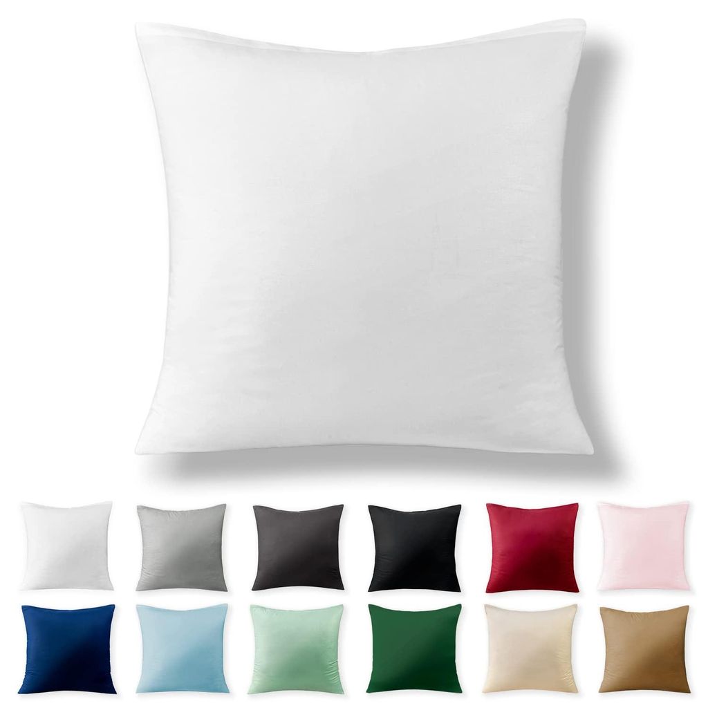 Perkal-Kissenbezug 40 x 40 cm – 100 % Baumwolle mit Reißverschluss, superweicher Kissenbezug 40 x 40 cm, weiß, nur Kissenbezug
