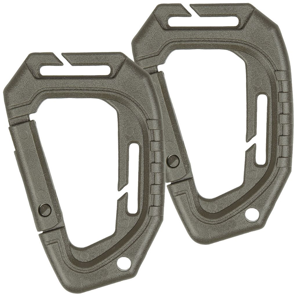 Mil-tec taktischer MOLLE-Kunststoffkarabiner, oliv, 2 Stück