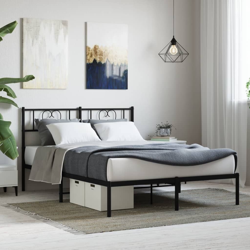 Maison Exclusive - Bettgestell mit Kopfteil Metall Schwarz 140x200 cm