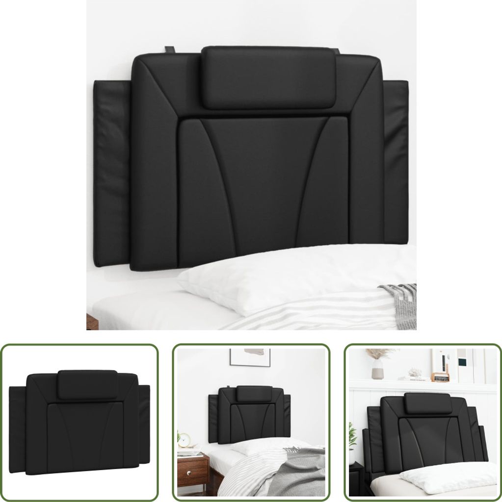 The Living Store Kopfteil-Kissen Schwarz 80 cm Kunstleder