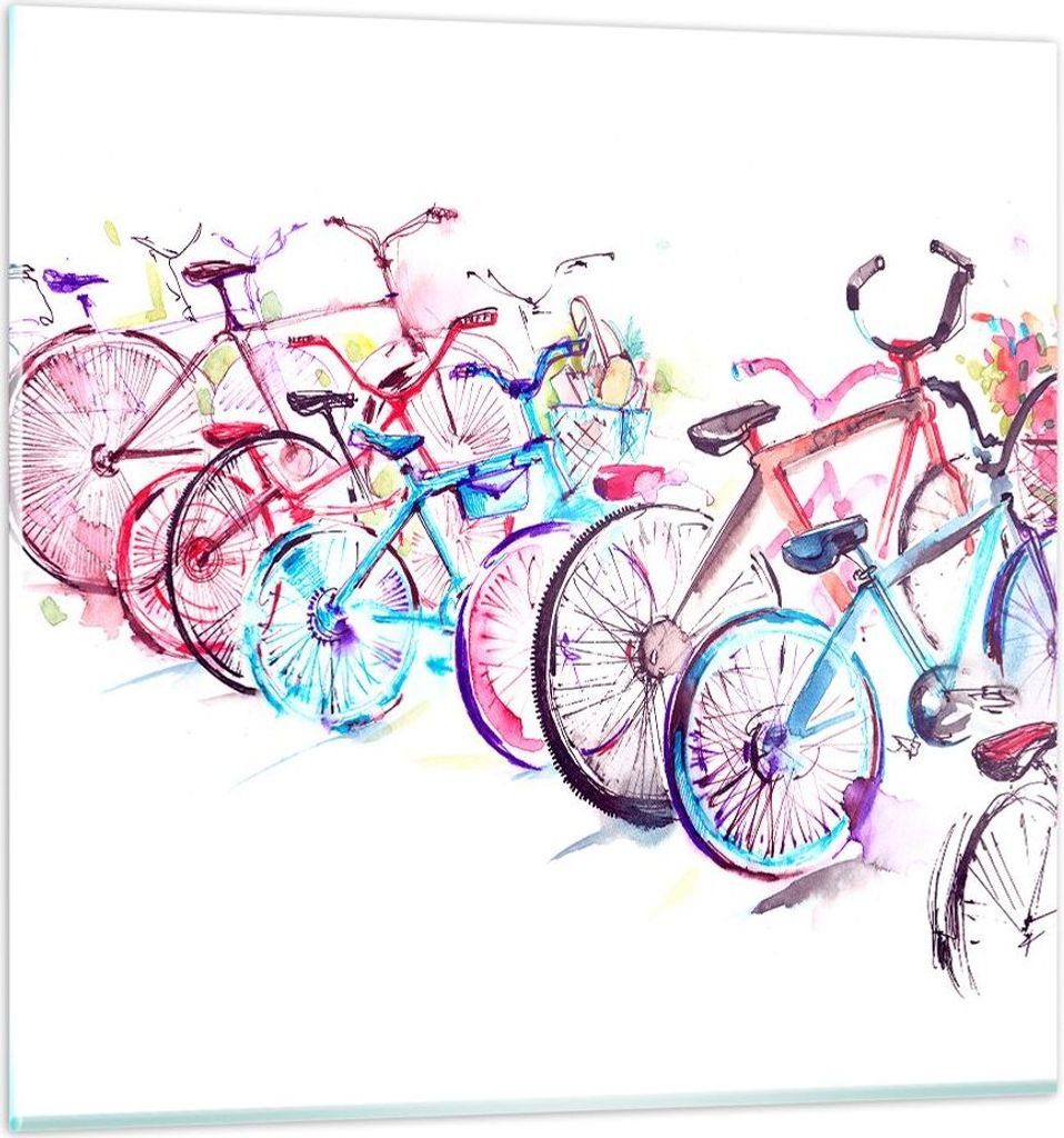 Bilder auf glas - Bikes Sommer Farbe Rad - 40x40cm - Glasbilder - Wandbilder - Kunstdruck - zum Aufhängen bereit - Wanddekoration aus Glas - Glas ...