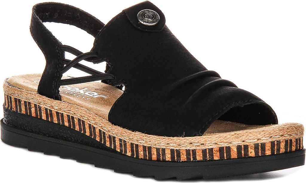 Rieker Damen Keilsandalette Sandale Modeschuh schwarz 38 Produktbild 